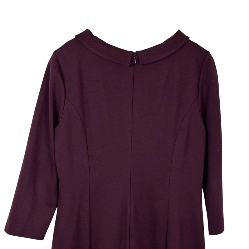 Talbots Career Midi Dress Plum High Neck Sheath 50s Modest Professional Size 12 - Picture 5 of 9